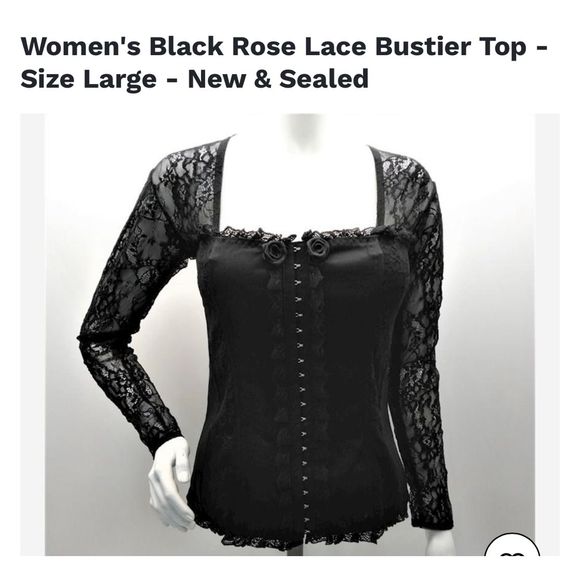 - NWT Sexy lg Blk Bustier Blouse - Picture 2 of 6